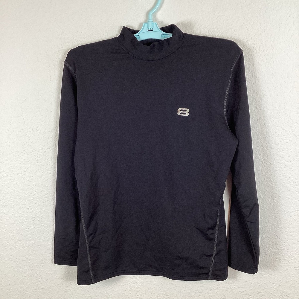 Layer 8 Mens T Shirt Sz M Medium Long Sleeve Quick Dry Black Solid Excellent